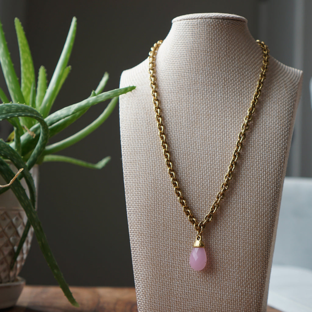 New Age Gilded in Pink Chalcedony