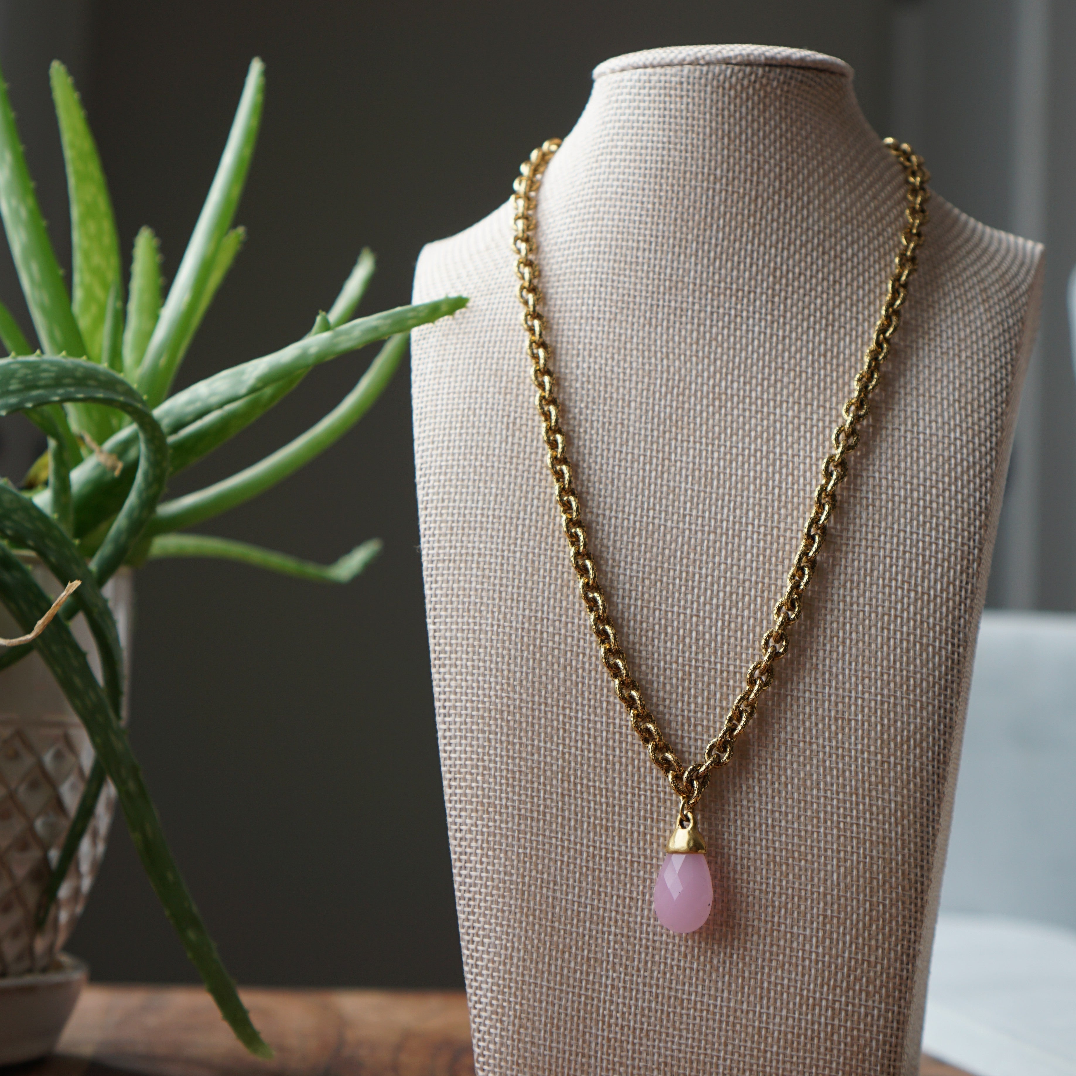 New Age Gilded in Pink Chalcedony