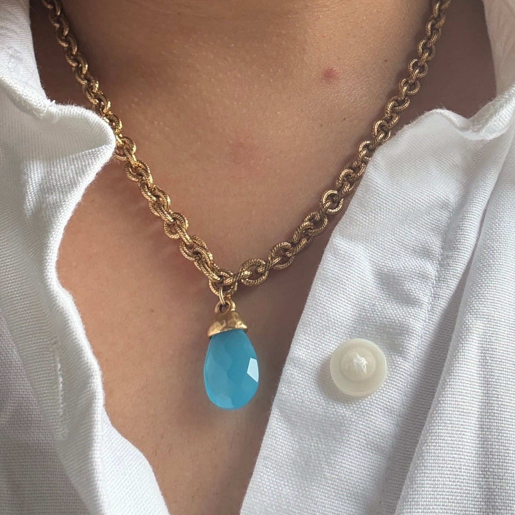 New Age Gilded in Blue Chalcedony